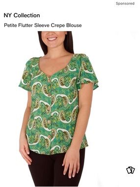 NY Collection Petite Flutter Sleeve Crepe Blouse